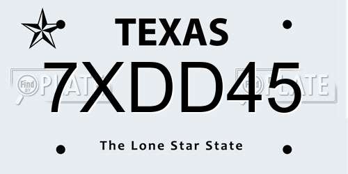 7XDD45 Texas License Plate