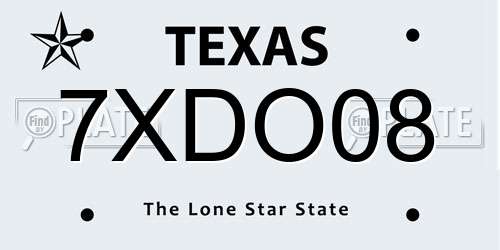 7XDO08 Texas License Plate
