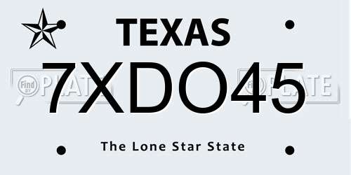 7XDO45 Texas License Plate