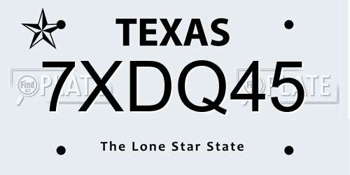 7XDQ45 Texas License Plate