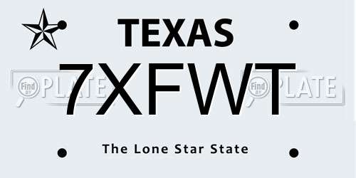 7XFWT Texas License Plate