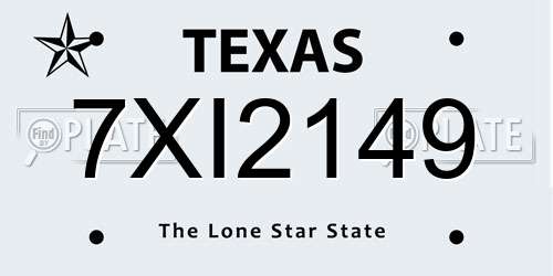 7XI2149 Texas License Plate