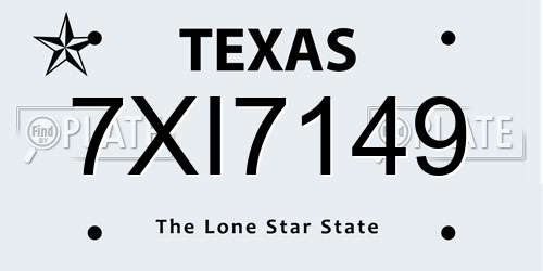 7XI7149 Texas License Plate