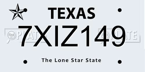 7XIZ149 Texas License Plate