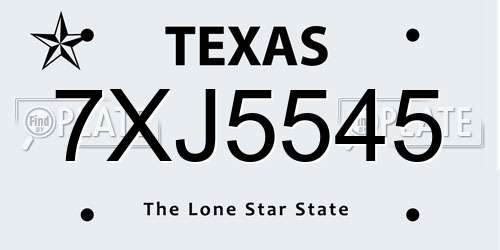 7XJ5545 Texas License Plate