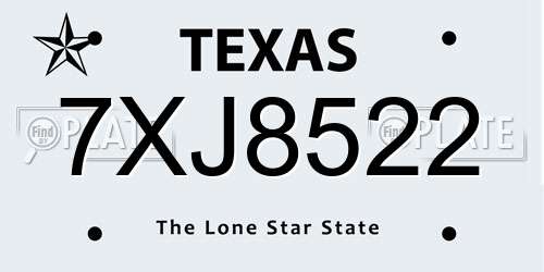 7XJ8522 Texas License Plate