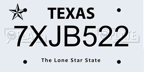 7XJB522 Texas License Plate