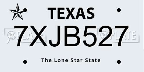7XJB527 Texas License Plate