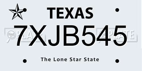 7XJB545 Texas License Plate
