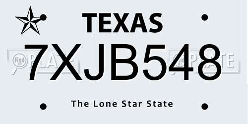 7XJB548 Texas License Plate