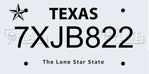 7XJB822 Texas License Plate