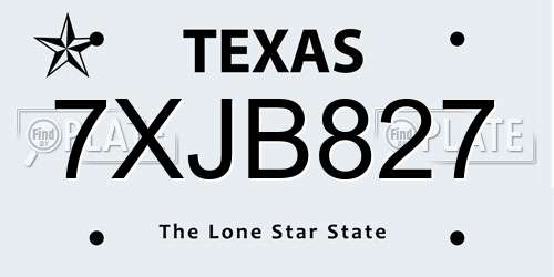 7XJB827 Texas License Plate