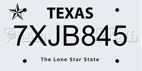 7XJB845 Texas License Plate