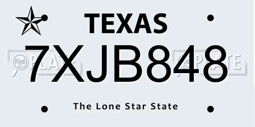 7XJB848 Texas License Plate