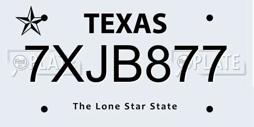 7XJB877 Texas License Plate