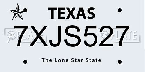 7XJS527 Texas License Plate