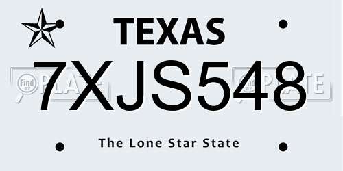 7XJS548 Texas License Plate
