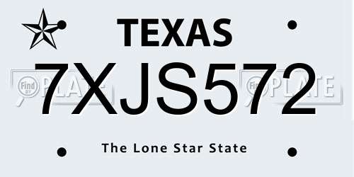 7XJS572 Texas License Plate