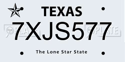 7XJS577 Texas License Plate