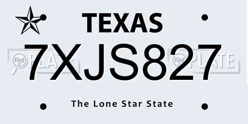 7XJS827 Texas License Plate