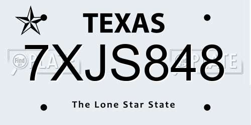 7XJS848 Texas License Plate