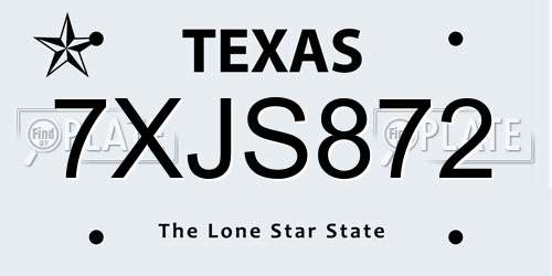 7XJS872 Texas License Plate