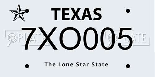7XO005 Texas License Plate