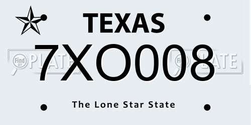 7XO008 Texas License Plate