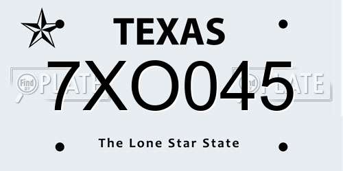 7XO045 Texas License Plate