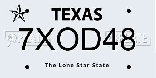 7XOD48 Texas License Plate