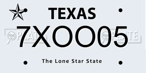 7XOO05 Texas License Plate