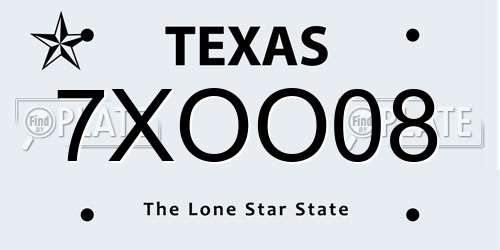 7XOO08 Texas License Plate