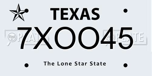 7XOO45 Texas License Plate