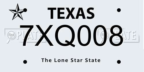 7XQ008 Texas License Plate