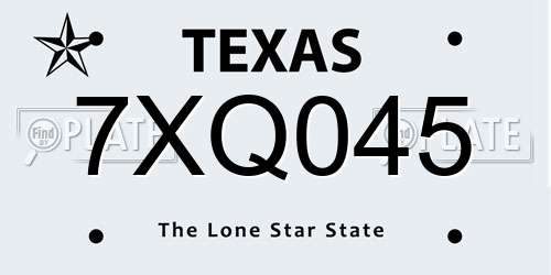 7XQ045 Texas License Plate