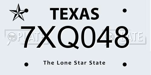 7XQ048 Texas License Plate