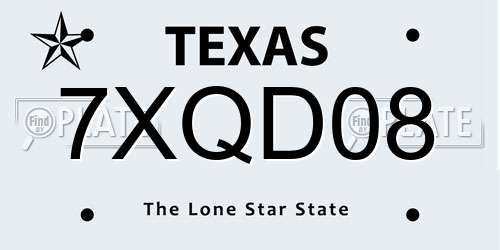 7XQD08 Texas License Plate