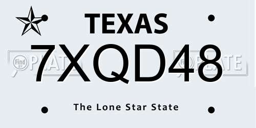 7XQD48 Texas License Plate