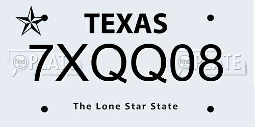 7XQQ08 Texas License Plate