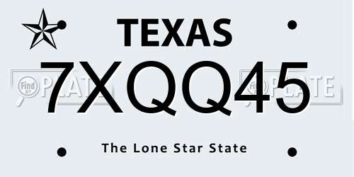 7XQQ45 Texas License Plate