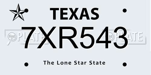 7XR543 Texas License Plate