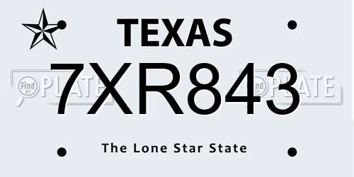 7XR843 Texas License Plate