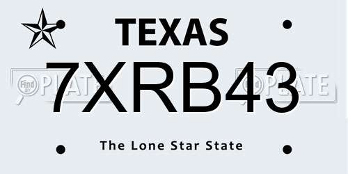 7XRB43 Texas License Plate