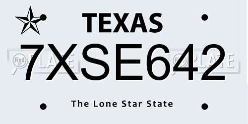 7XSE642 Texas License Plate