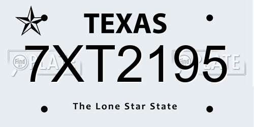 7XT2195 Texas License Plate