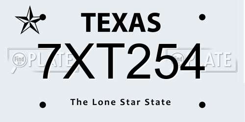 7XT254 Texas License Plate