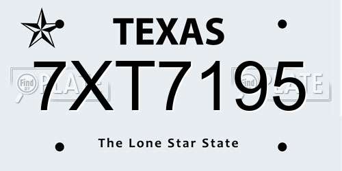 7XT7195 Texas License Plate