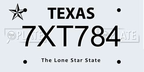7XT784 Texas License Plate