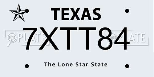 7XTT84 Texas License Plate