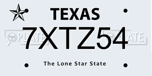 7XTZ54 Texas License Plate